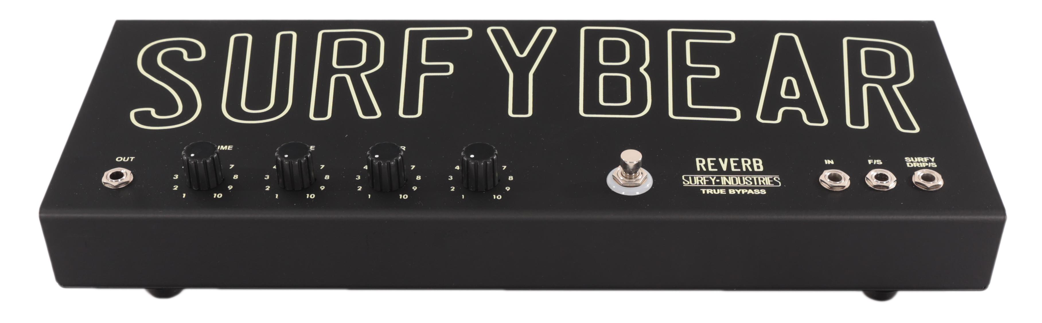 Surfy Industries SurfyBear Reverb Pedal Metal Black with SurfyPan